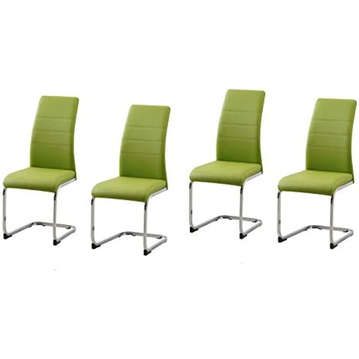 HTI-Line Freischwinger Schwingstuhl 4er Set PU grün SallyC (Set, 4 St), Freischwinger Esszimmerstuhl Kunstleder