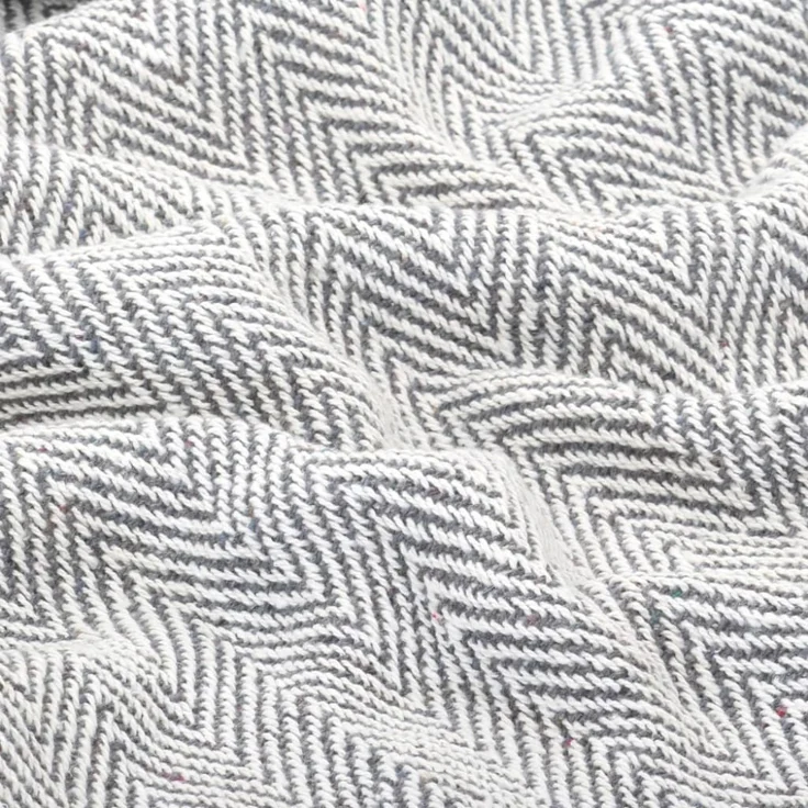 vidaXL Wohndecke im Fischgrätenmuster, Baumwolle, Grau, 125x150 cm – Bild 5