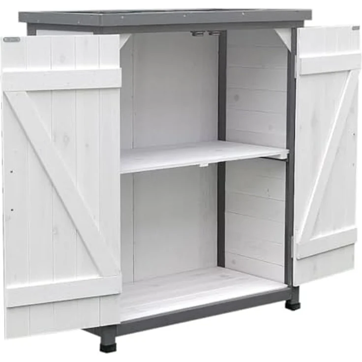 Gartenschrank, weiß/grau 75 cm × 40 cm × 90 cm – Bild 4