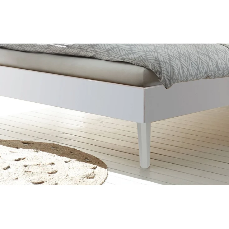 Hasena Polsterbett Pesaro Weiß mit Kopfteil in Pace Sand 140x200 cm, Komforthöhe 25 cm MDF weiss deckend – Bild 4