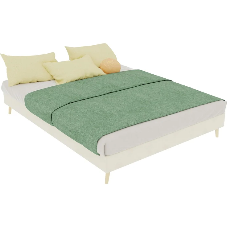 EINHOM Bettgestell 140 x 200 cm, Modernes Minimalistisches Design, Holland-Samt Bezug, Niedrige Bauweise, ohne Gasdruckfeder, ohne Kopfteil, Beige, (Ohne Matratze) – Bild 3