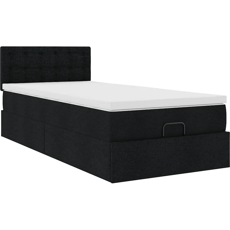 vidaXL Ottoman-Bett mit Matratze Schwarz 90x200 cm Stoff 3311596 – Bild 4