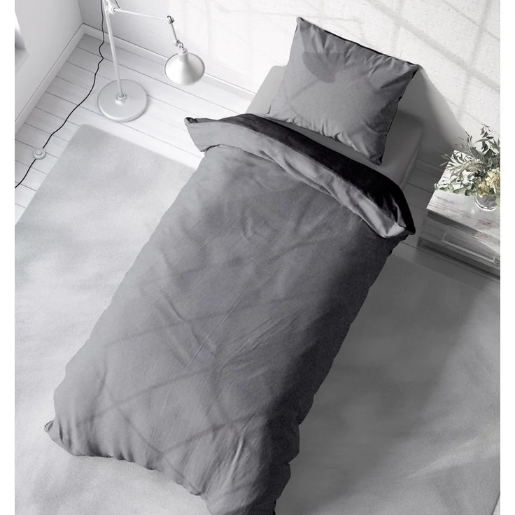 One Home Bettwäsche Doubleface Unifarben, Fleece, 2 teilig, Wende modern, kuschelig flauschig warm weich Winter Normalgröße – Bild 4