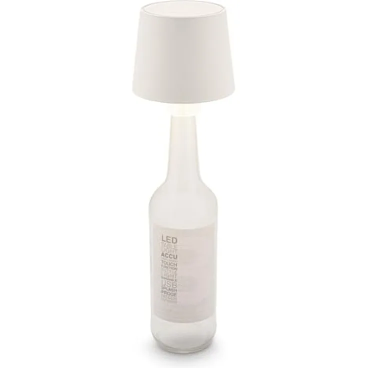 BRILONER - LED Flaschenlampe kabellos mit Touch, dimmbar, warmweiße Lichtfarbe, Flaschenleuchte, LED Lampe, Akku Tischleuchte, Weinlampe, Flaschenlampe Aufsatz, 10,5x11,5 cm, Altweiß