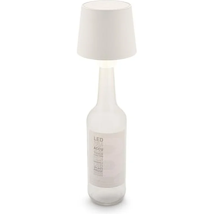 BRILONER - LED Flaschenlampe kabellos mit Touch, dimmbar, warmweiße Lichtfarbe, Flaschenleuchte, LED Lampe, Akku Tischleuchte, Weinlampe, Flaschenlampe Aufsatz, 10,5x11,5 cm, Altweiß – Bild 1