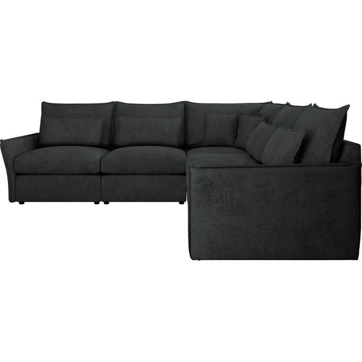 Ecksofa für Wohnzimmer, L-förmige Ecke mit losen Kissen, modular 4-Sitzer couchgarnitur - VERSO - Dunkelgrau Struktur – Bild 7