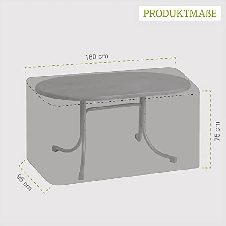 Beo Acamp Gartentisch Abdeckung für ovale Tische bis bis 160x95 cm | Reißfeste Gartenmöbel Abdeckung in Anthrazit | Schutzhülle Gartenmöbel Winterfest | Wasserdichte Abdeckplane Gartenmöbel – Bild 4