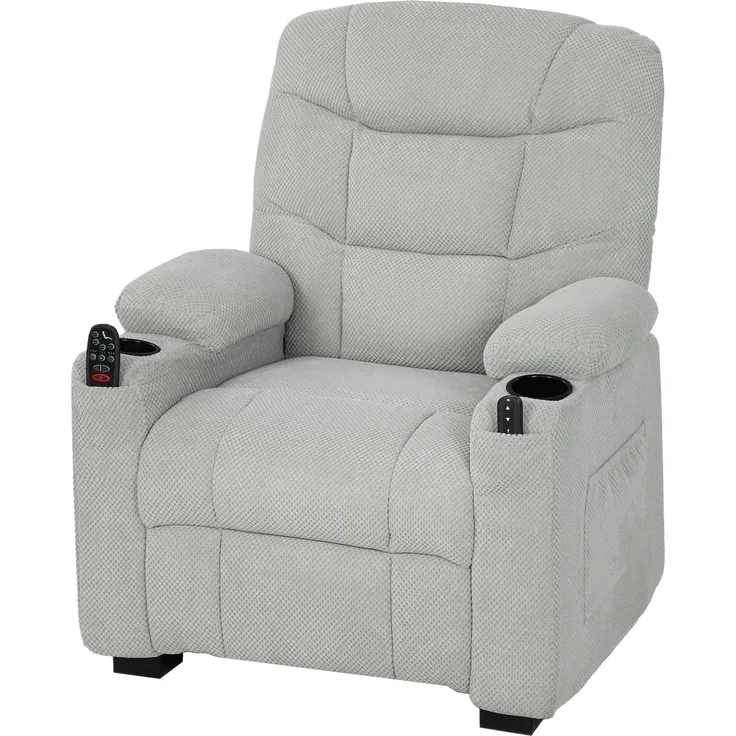 Wohnora-Elektrischer Relaxsessel mit Massage & Wärme, leisem Motor und Memory-Funktion, Grau,H 1050cm x T 960cm x B 900cm