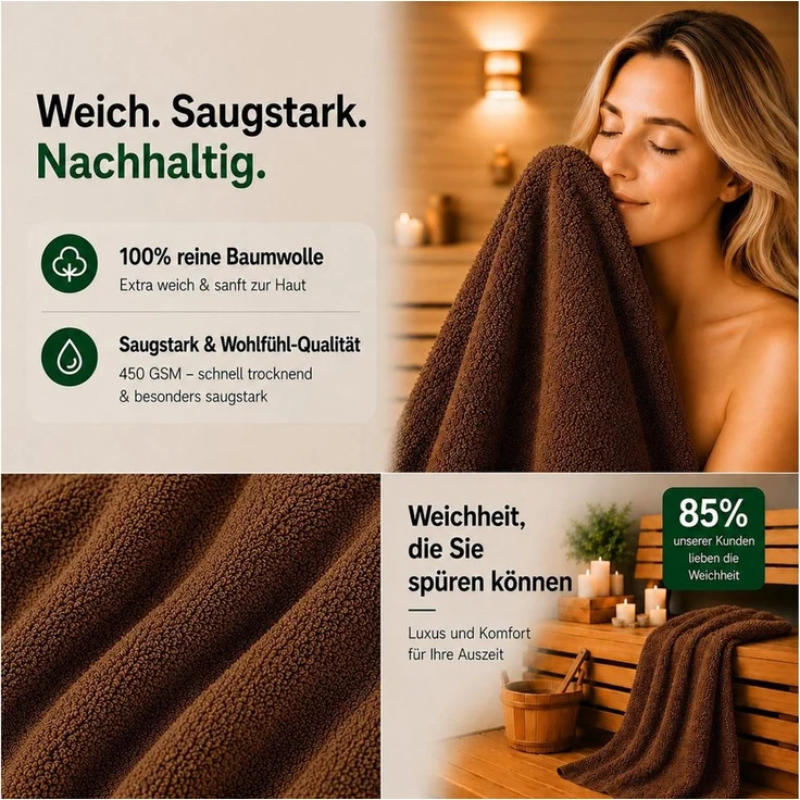 Komfortec Handtuch Set 4x Premium Badetuch Set - 70x140 cm, Frottee (4-St), 4x Handtuch-Set, 100% Baumwolle, mit Bordüre, Weich & Saugstark – Bild 3