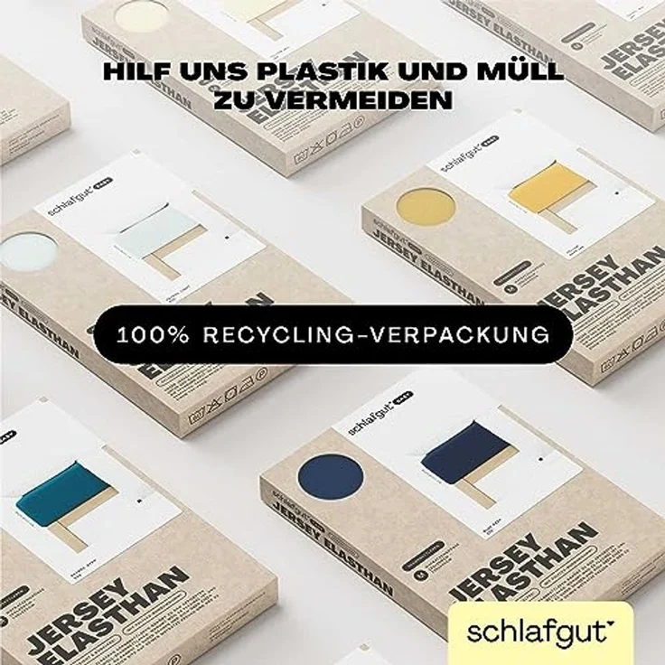 Schlafgut 'Easy' Spannbettlaken, MADE IN GREEN by OEKO-TEX®, Gummizug: rundum, Jersey Elasthan, Full-white, XL 180x200 cm - 200x220 cm – Bild 7