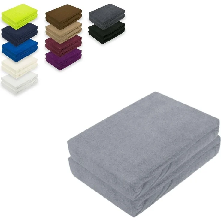 Frottee Spannbettlaken Doppelpack 90 - 100 x 200 cm Grau – Bild 1