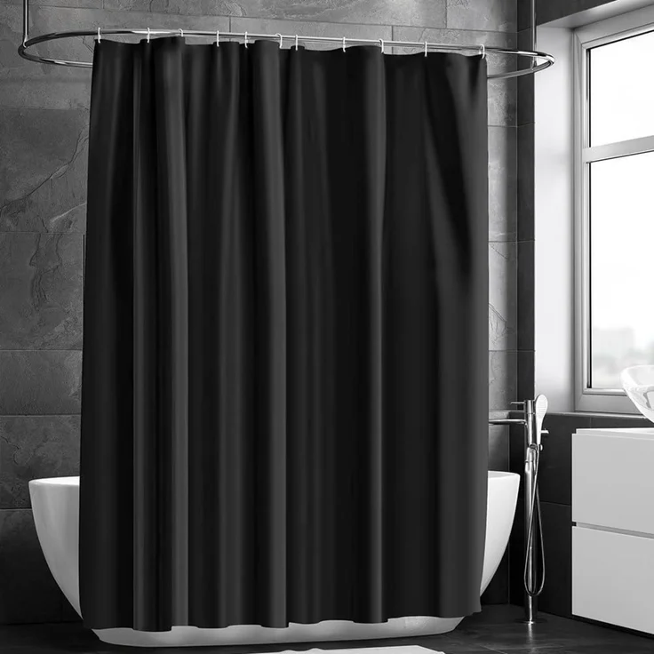 Duschvorhang Anti-schimmel Wasserdicht Schnelltrocknend PEVA 180x180 cm Schwarz – Bild 8