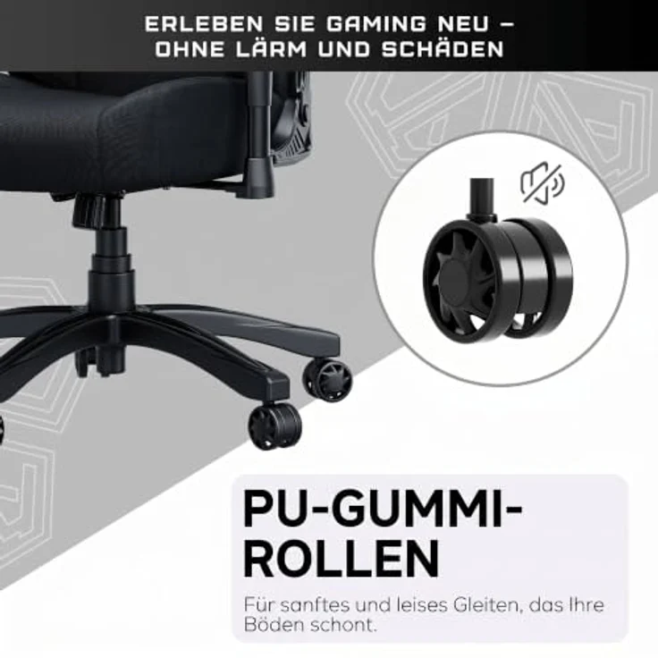 Anda Seat Luna Ergonomischer Gaming Stuhl - Großer Gamerstuhle für Erwachsene mit Lendenwirbelstütze, Gaming Sessel aus Leinenstoff, Nacken- und Rückenstütze, Schwarzer Gamer Stuhl – Bild 4