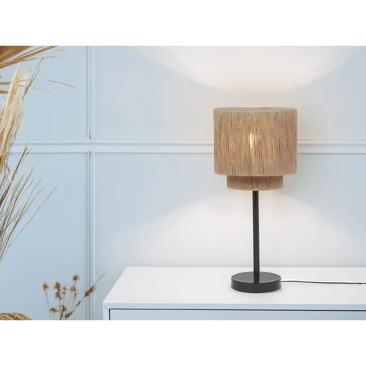 Große Tischleuchte SMILLA aus Jute Natur im Boho Stil, Höhe 45cm