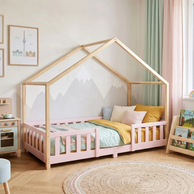 Kinderbett Treviolo 90x200 cm Rosa / Natur [en. casa] – Bild 6
