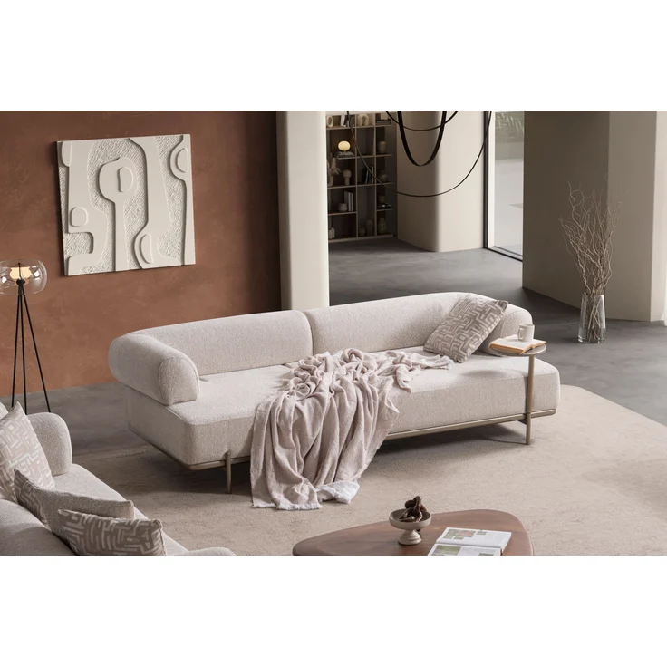 Sitzgruppe/Sofa Set - Wohnzimmergarnitur "Olvina" 3+3+1-Beige – Bild 4