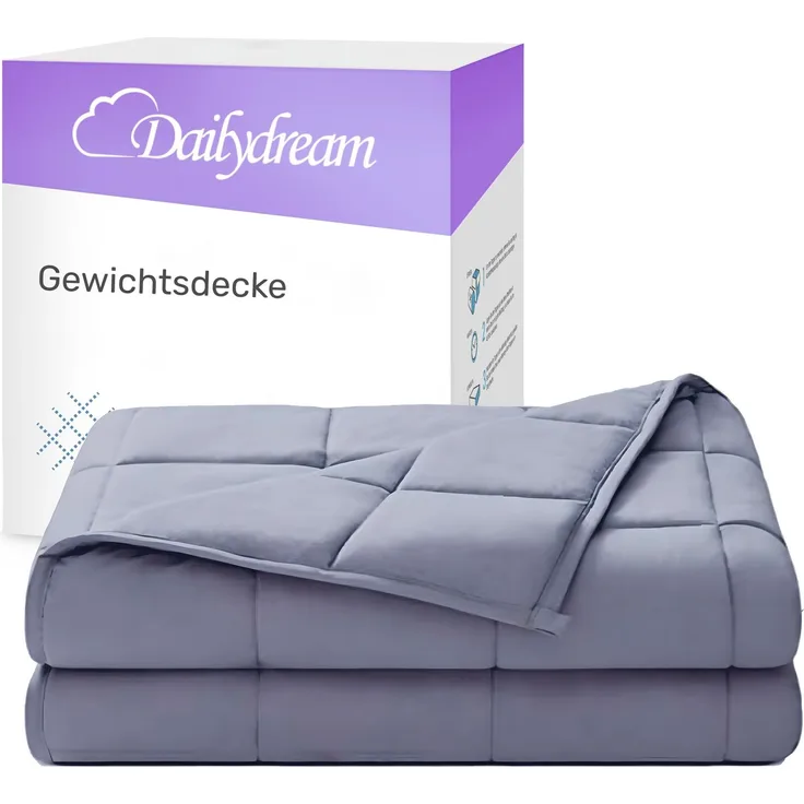 Dailydream Therapie Gewichtsdecke | 155x200 | 7 kg | Grau | aus 100% Baumwolle | mit Glasperlenfüllung | schwere Decke zum Schlafen | weighted blanket | Therapiedecke | Körpergewicht 66-82 kg