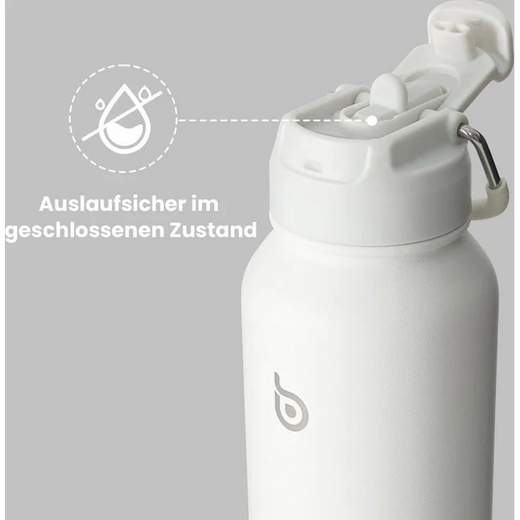 BOTTLE BOTTLE Trinkflasche Sport-Trinkflasche, Edelstahl, isoliert, mit Strohhalm und Pillenhalter, 1L – Bild 3