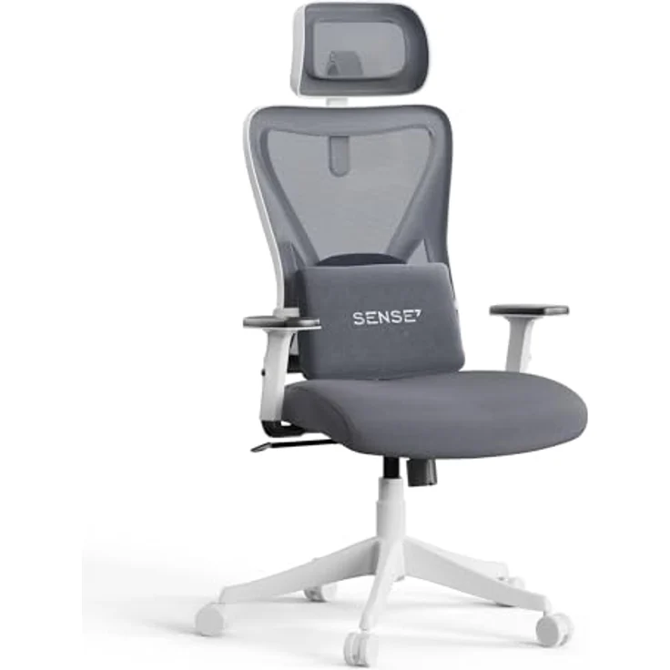 SENSE7 Tone Bürostuhl Ergonomisch, Schreibtischstuhl mit Dynamischer Lordosenstütze, Verstellbarer Kopfstütze, Atmungsaktivem Netzrücken, Komfortabler Office Chair für Büro, Home Office, Gaming – Bild 2