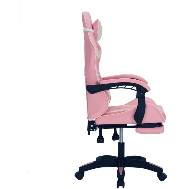 HTI-Living Racing-Design in Pink-weiß Ergonomischer Gaming Stuhl mit Fußstütze – Bild 6