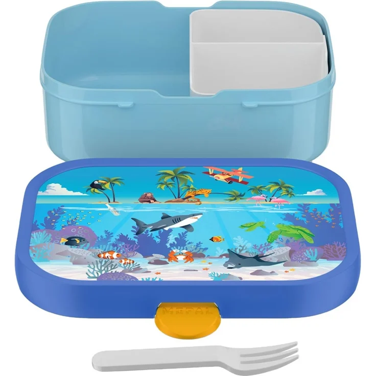Mepal 'Campus' Brotdose mit Fächern & Gabel, Kunststoff, Tropical Ocean, 750 ml – Bild 2