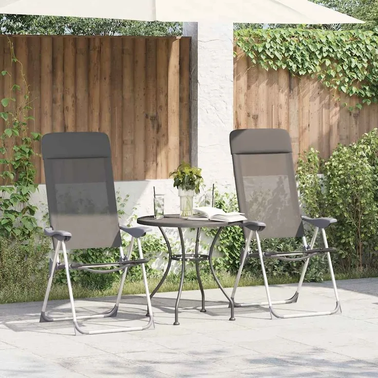 vidaXL Klappbare Campingstühle 2 Stk. Grau Aluminium 44304