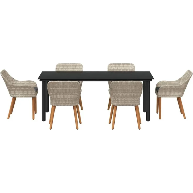 vidaXL Garten Essgruppe 7 stk. Hellgrau Poly-Rattan 3261717 – Bild 7
