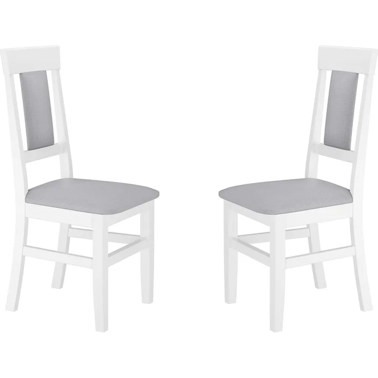 2er-Set Gepolsterter Massivholz-Stuh in weiß/grau