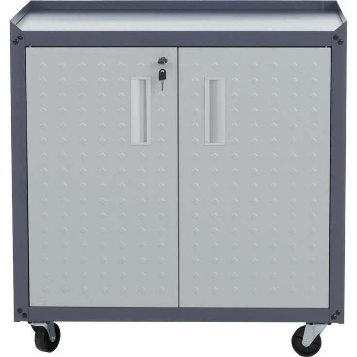 Rollschrank HWC-O52, Werkstattwagen Rollwagen, abschließbar Rollen 2 Staufächer Stahl 80x77x50cm ~ hellgrau/dunkelgrau – Bild 7