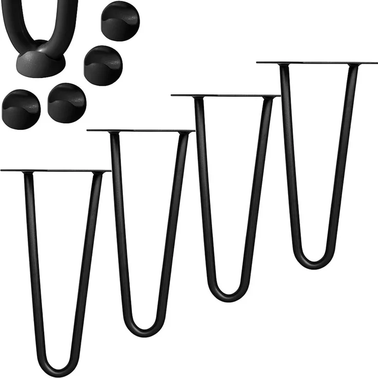 Tischbeine 4x Hairpin 20 cm Haarnadelbeine Schwarz Gestell Möbelfüße Tischkufen – Bild 1
