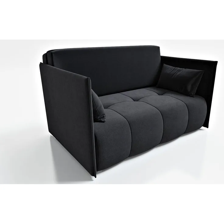 Wohnero24 Nessi 3 Schlafsofa 133x195 cm mit Schlaffunktion & Bettkasten – Schwarz