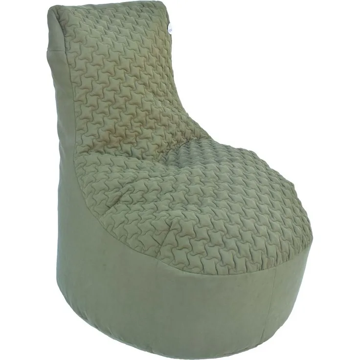 Sitzsack mit Lehne Sitzkissen Bodenkissen Sessel Indoor Kissen Ø70x100 cm Senfgrün