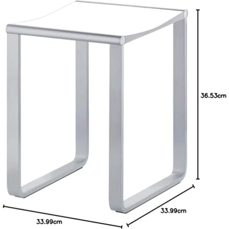 Keuco Bad-Hocker in Chrom und weiß, Anti-Rutsch Füße für die Dusche, bis 100 kg, 46,9 cm hoch, Design-Badhocker, Dusch-Sitz, Plan – Bild 3