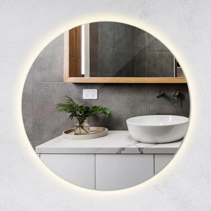 Tulup Dekospiegel Dekorativer Runder Spiegel mit LED-Hintergrundbeleuchtung Badspiegel, (Neutralweiß 4000K) – Bild 4