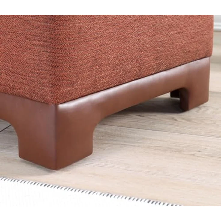 Atelier Del Sofa Stylish Tile Red Pouffe, 50x50x47 cm | 50% Cotton & 50% Linen, 35 DNS Orthopedic Sponge, 6 cm Thickness | Faux Leather Legs, Modern Comfort – Bild 5