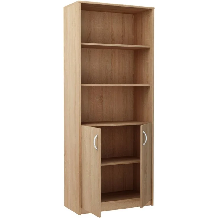 Home Collective Bücherregal mit 5 Ebenen und 2 Türen Mehrzweckschrank Haushaltsschrank, strapazierfähige Laminatplatte, 16 mm dick, mit 4 Einlegeböden, ideal für Schlafzimmer, Wohnzimmer, Flur sonoma – Bild 2