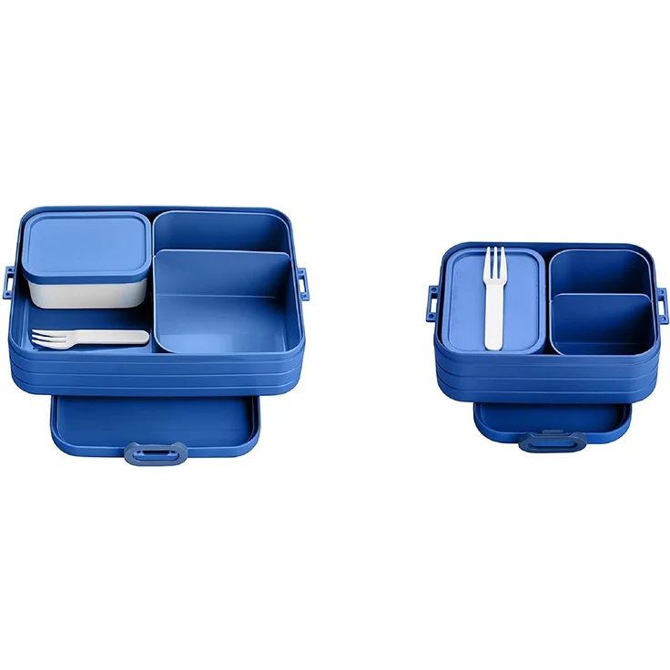 Mepal 2-tlg Bento-Lunchboxen Set Klein/Groß Take A – Brotdose mit Fächern, geeignet für bis zu 4 BZW. 8 Butterbrote, TPE/pp/abs, 0 mm Vivid Blue – Bild 4