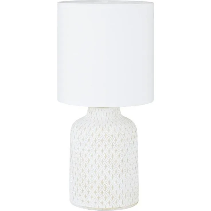 Eglo 97773 Tischleuchte BELLARIVA E14 1X40W Keramik creme-weiß, Textil Ø15cm H:32cm mit Kabelschalter
