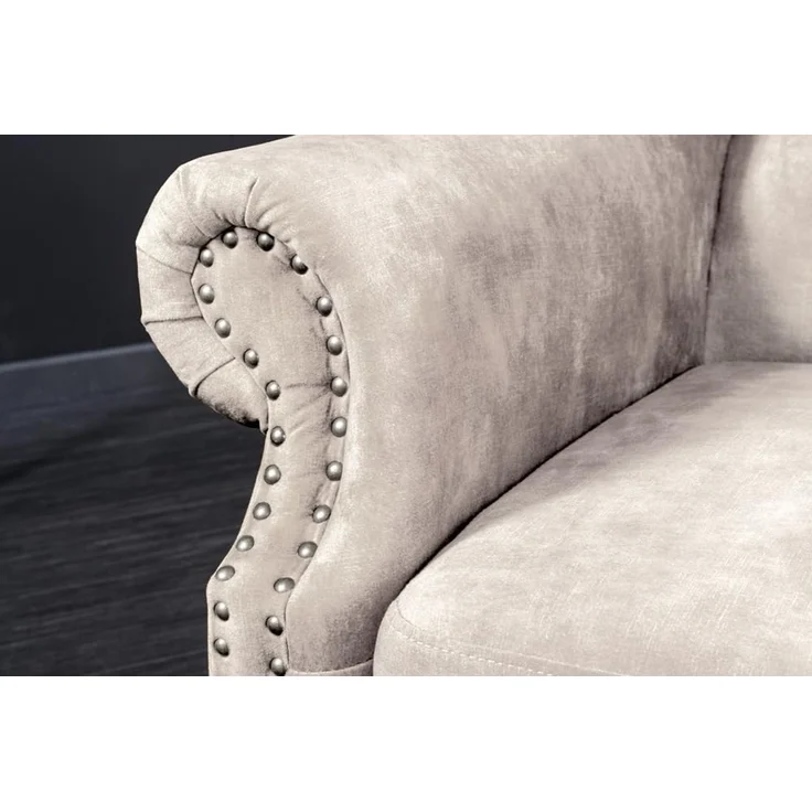 riess-ambiente Ohrensessel CHESTERFIELD 105cm champagner beige/silber- Samt, Ziernieten, Steppung (Einzelartikel, 1-St), gepolsterter Lesessel im Chesterfield-Design - ideal für Wohnzimmer – Bild 5