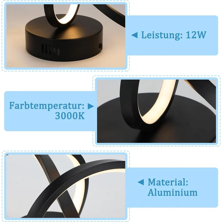 ZMH Deckenleuchte Wohnzimmer Deckenlampe Schlafzimmer: Modern Wohnzimmerlampe Schwarz 12W Design Küchenlampe 3000K Warmweiß Schlafzimmerlampe Innen Deckenbeleuchtung LED für Flur Küche – Bild 5