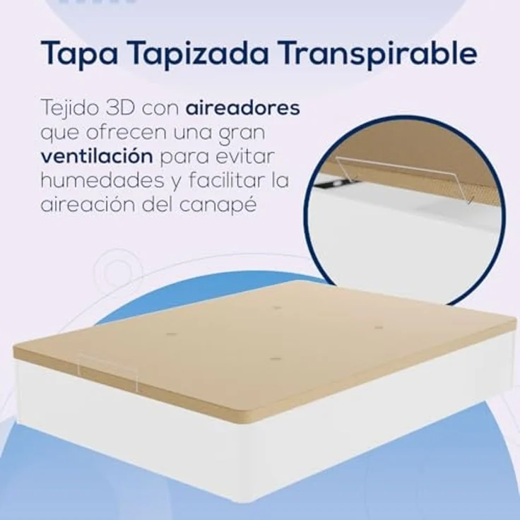 DUÉRMETE ONLINE - Packung viskoelastische Matratze Bio Nature Dicke 24 cm + Klappbett aus Holz, große Kapazität | Farbe Weiß 135 x 190 – Bild 7