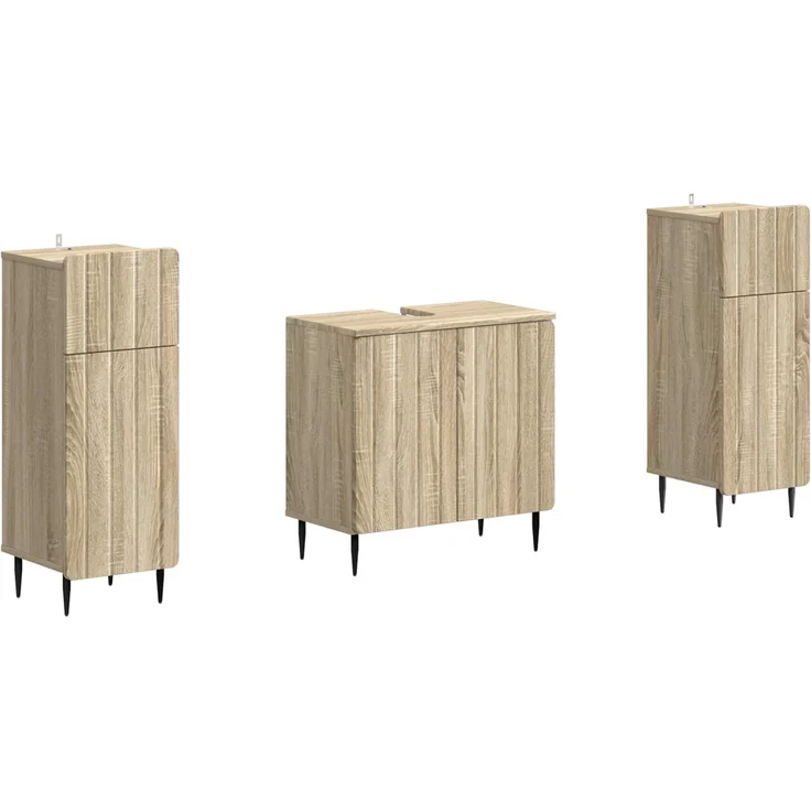 vidaXL 3-teiliges Badezimmer-Schranksystem ZWOLLE 3 stk. Sonoma-Eiche 3418001 – Bild 2