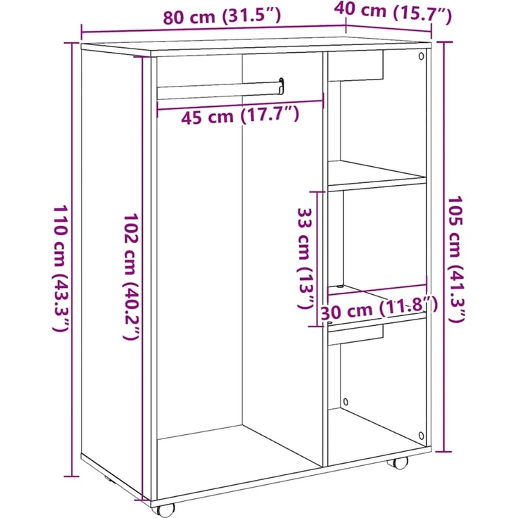vidaXL Kleiderständer Artisan-Eiche 80x40x110 cm Holzwerkstoff 856669 – Bild 9