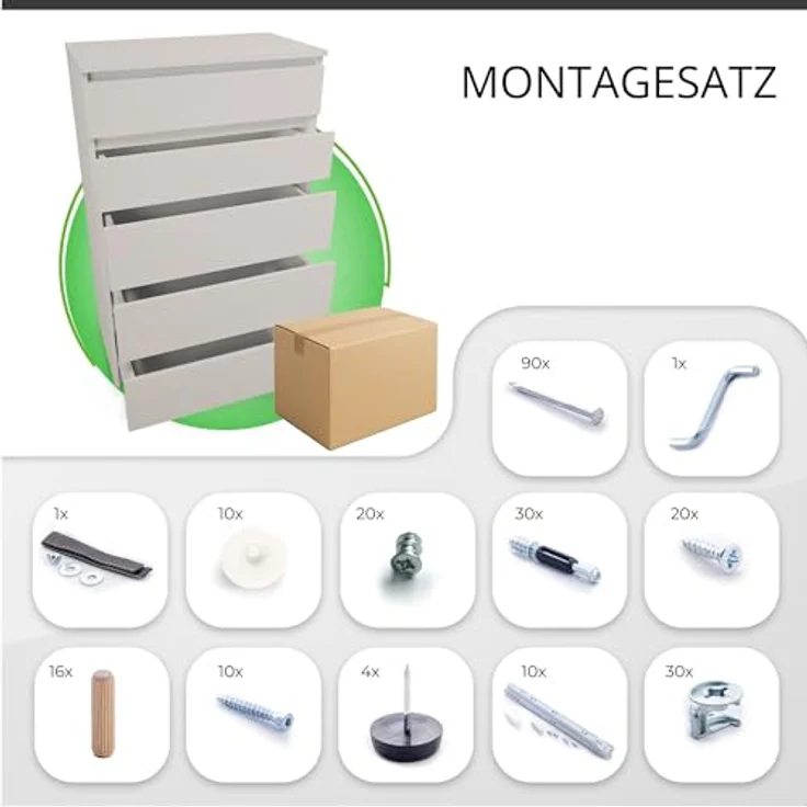 CDF Kommode Malwa M5 | Farbe: Kaschmir (beige) | Schrank für Dokumente, Kleinigkeiten | Ideal für Wohnzimmer, Schlafzimmer, Kinderzimmer, Jugendzimmer | 5 geräumige Schubladen – Bild 6