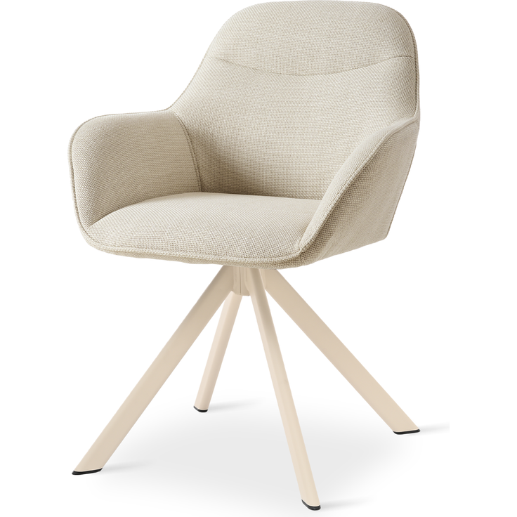 GOEURVANT 1370 Esszimmerstühle 2er-Set mit Armlehnen, 360° Drehbar, Webstoff - Beige – Bild 3