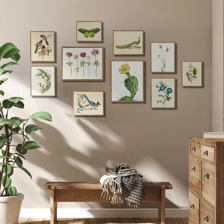 Vintage Botanische Leinwandbilder mit Holzrahmen 30x40 cm Wohnzimmer Badezimmer – Bild 5