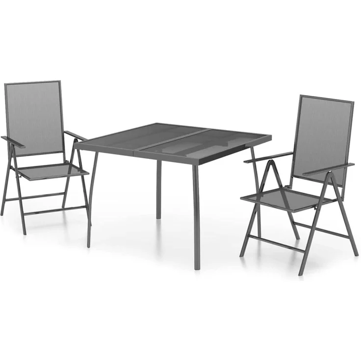 Garten Essgruppe 2 Personen Stühle Gartentisch Balkon klappbare Stahl 3-tlg – Bild 2