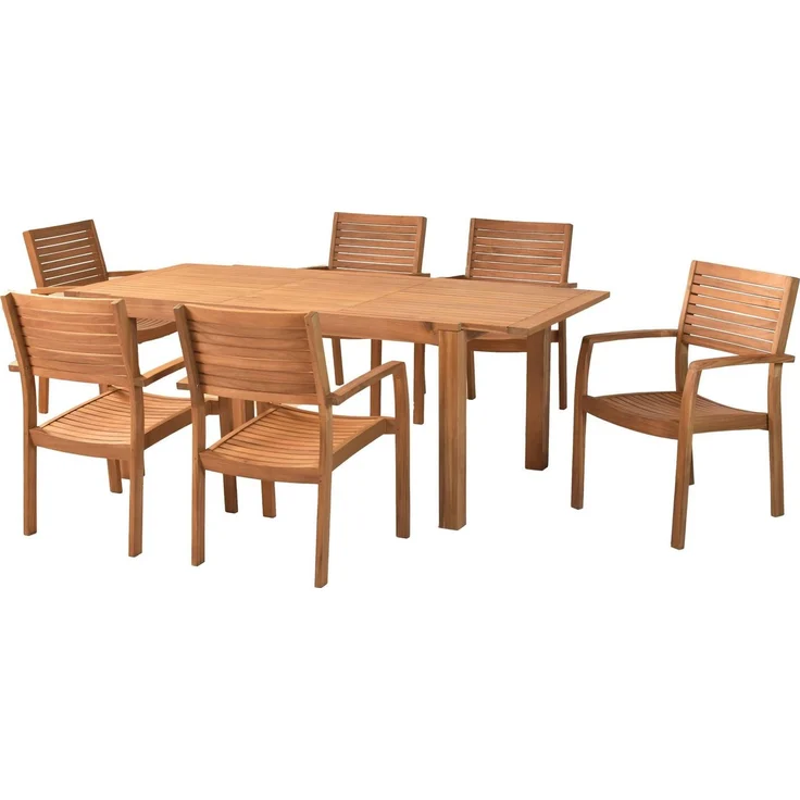 MERXX Garten-Essgruppe Batavia, (Set, 7-tlg), inkl. 6 Stapelsessel, 1 Ausziehtisch – Bild 5