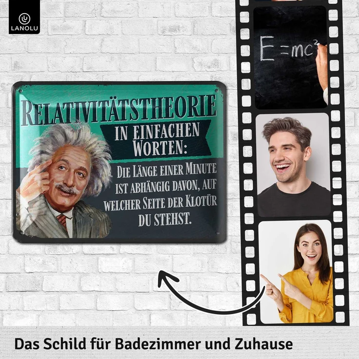 LANOLU Blechschild Einstein Relativitätstheorie- 15x20cm – Metall – Mehrfarbig – 15207 – Bild 3