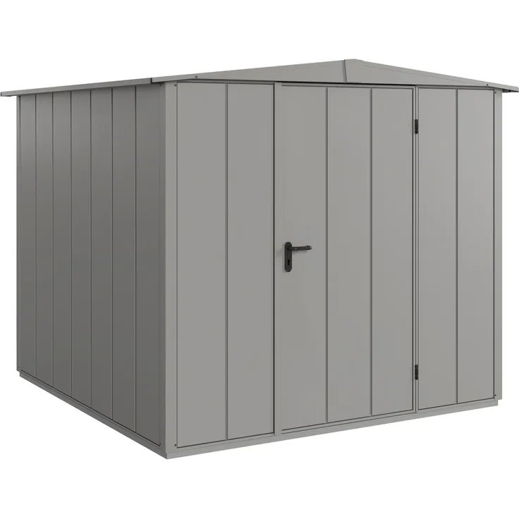 Hörmann Ecostar Metall-Gerätehaus Elegant mit Satteldach Typ 2, 238x238 cm , graualuminium, 5,7 m²,1-flüglige Tür